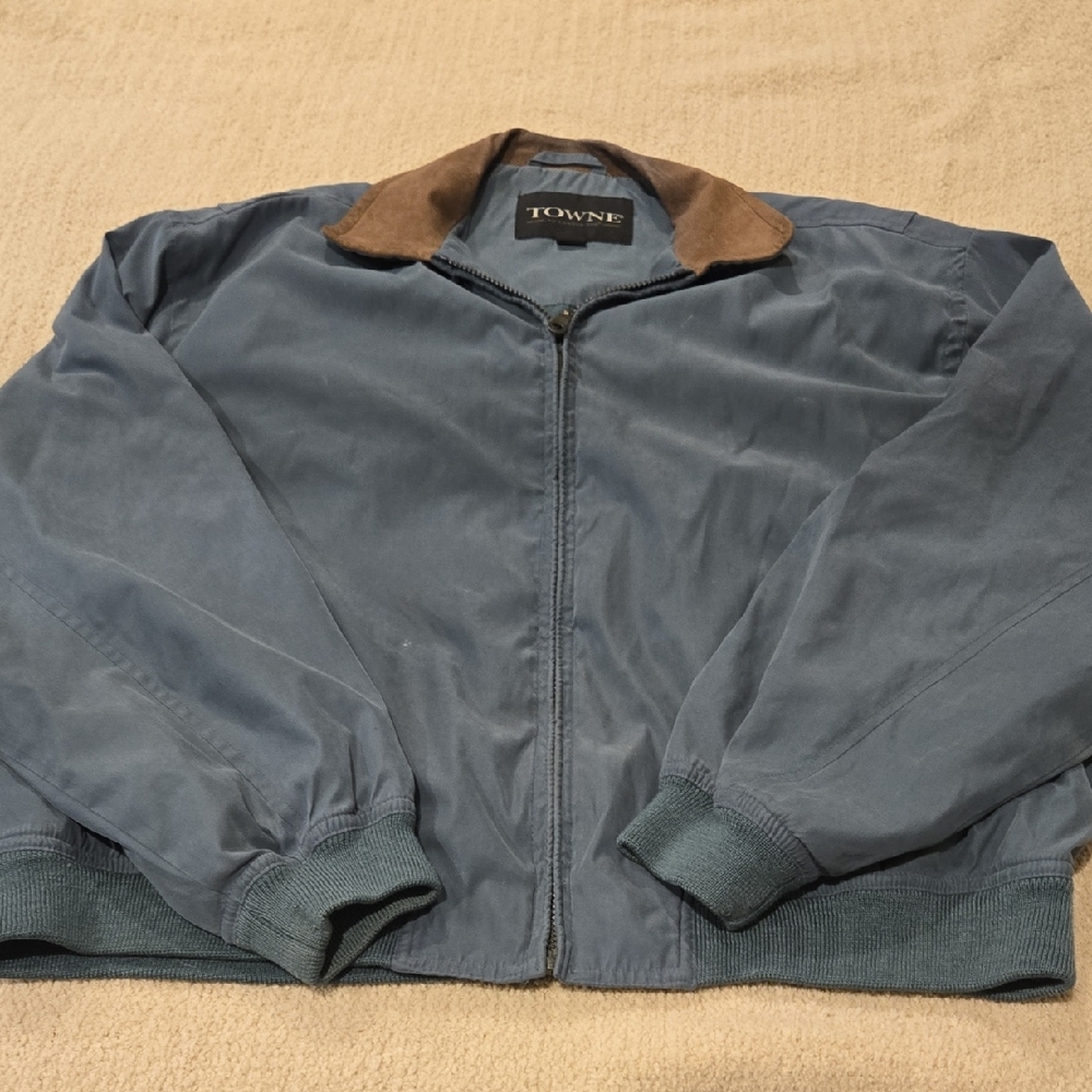 London Fog Blue Windbreaker with Brown Collar